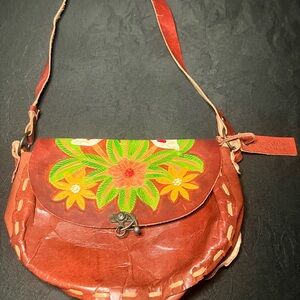 Handcrafted Leather Floral Crossbody Bag
